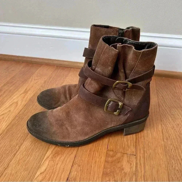 Naturalizer Comfort Brown Leather Buckle Mid Calf Zip Up Boots Women’s Size 8 - Picture 1 of 9